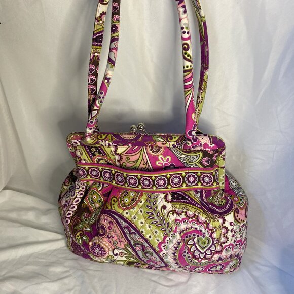 Vera Bradley Very Berry Paisley Kiss Lock Double Handle shoulder bag - Picture 3 of 8